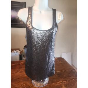 NWT Old Navy Women's Black Sequin Tank Top Sparkly Embellished Cami Size M Mediu
